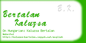 bertalan kaluzsa business card